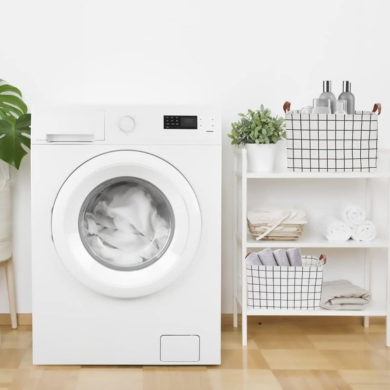 CLOCOR Rectangular Storage Basket, Collapsible Cute Pattern Storage Bin, Waterproof Coating Storage Box with Handles for Home Organization, Gift Basket (3 pack White checks) - Image 4